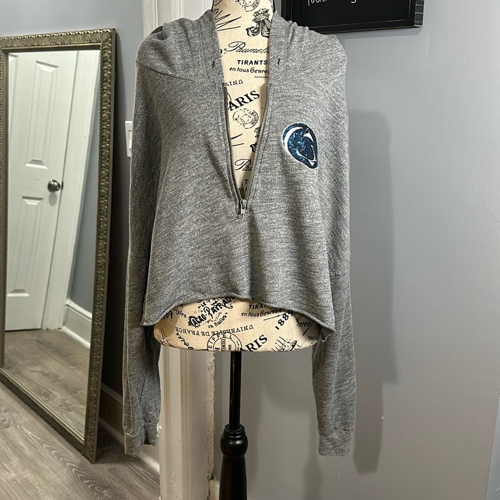 PINK Victorias Secret Penn State Nittany Lions Crop Long Sleeve Hoodie L